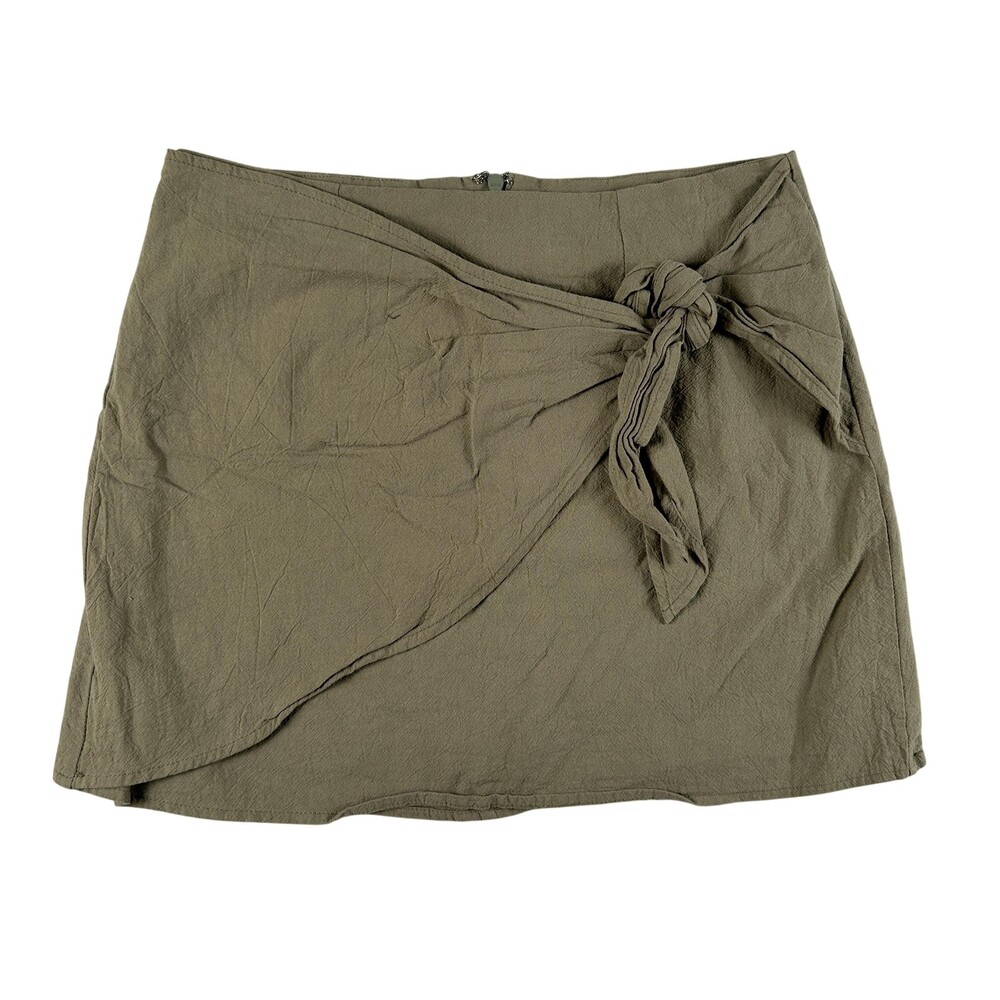 Fashion On Earth Skort Womens Small Green Wrap Tie Front Mini Lined Casual
